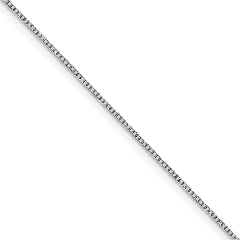 0.95mm 10k White Gold Diamond Cut Octagonal Box Chain Necklace