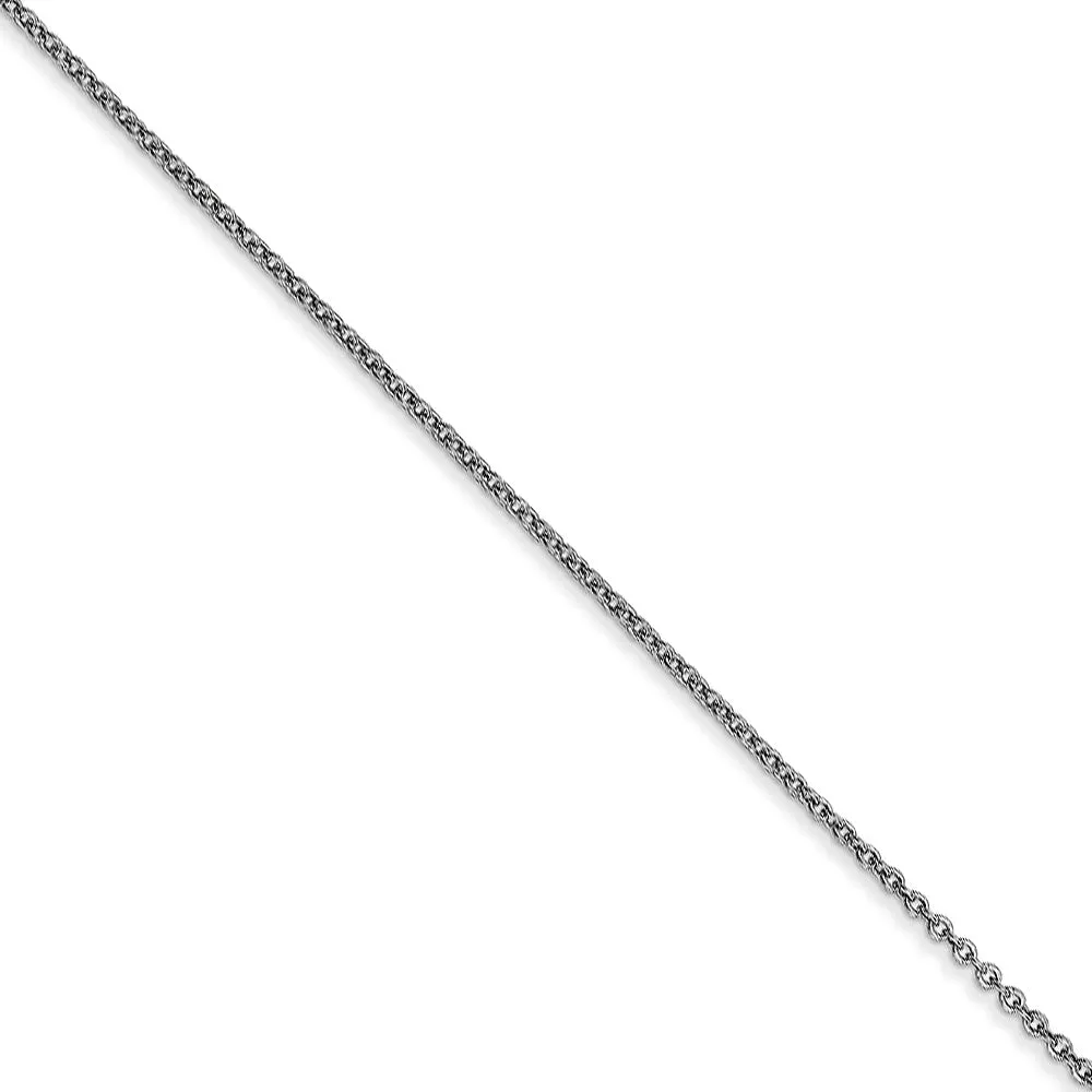 0.9mm 10k White Gold Solid Cable Chain Necklace