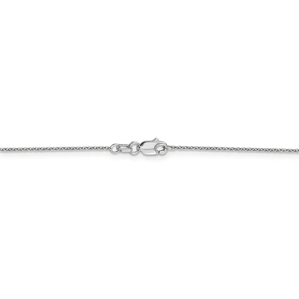 0.9mm 10k White Gold Solid Cable Chain Necklace