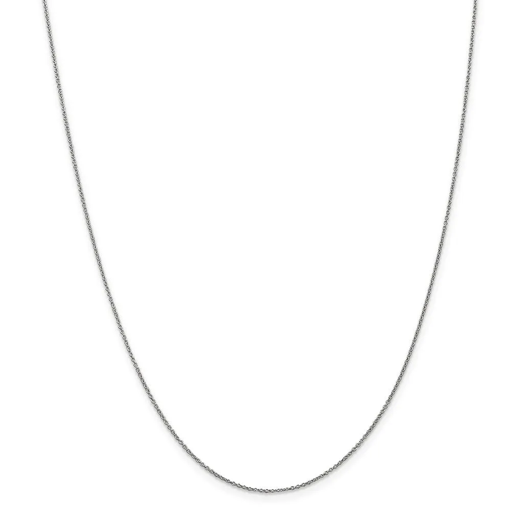 0.9mm 10k White Gold Solid Cable Chain Necklace