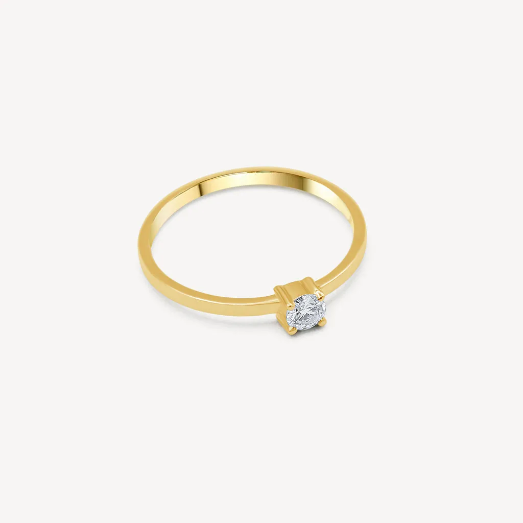 10k Gold Single Band Diamond Engagement Ring