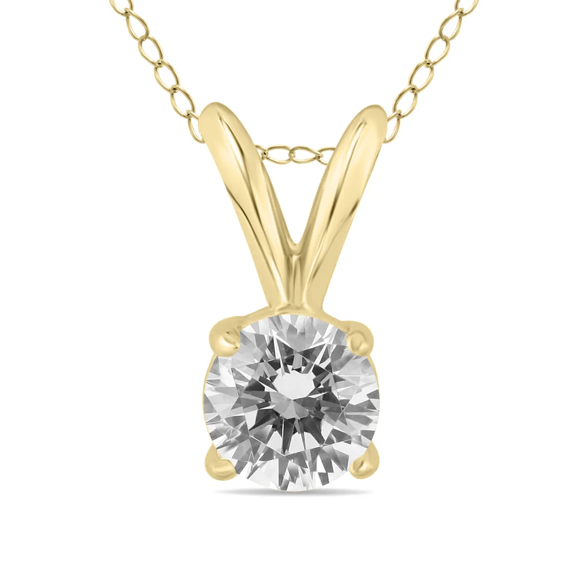 1/2 Carat Diamond Solitaire Pendant In 14K Yellow Gold (L-M Color, I2-I3 Clarity)