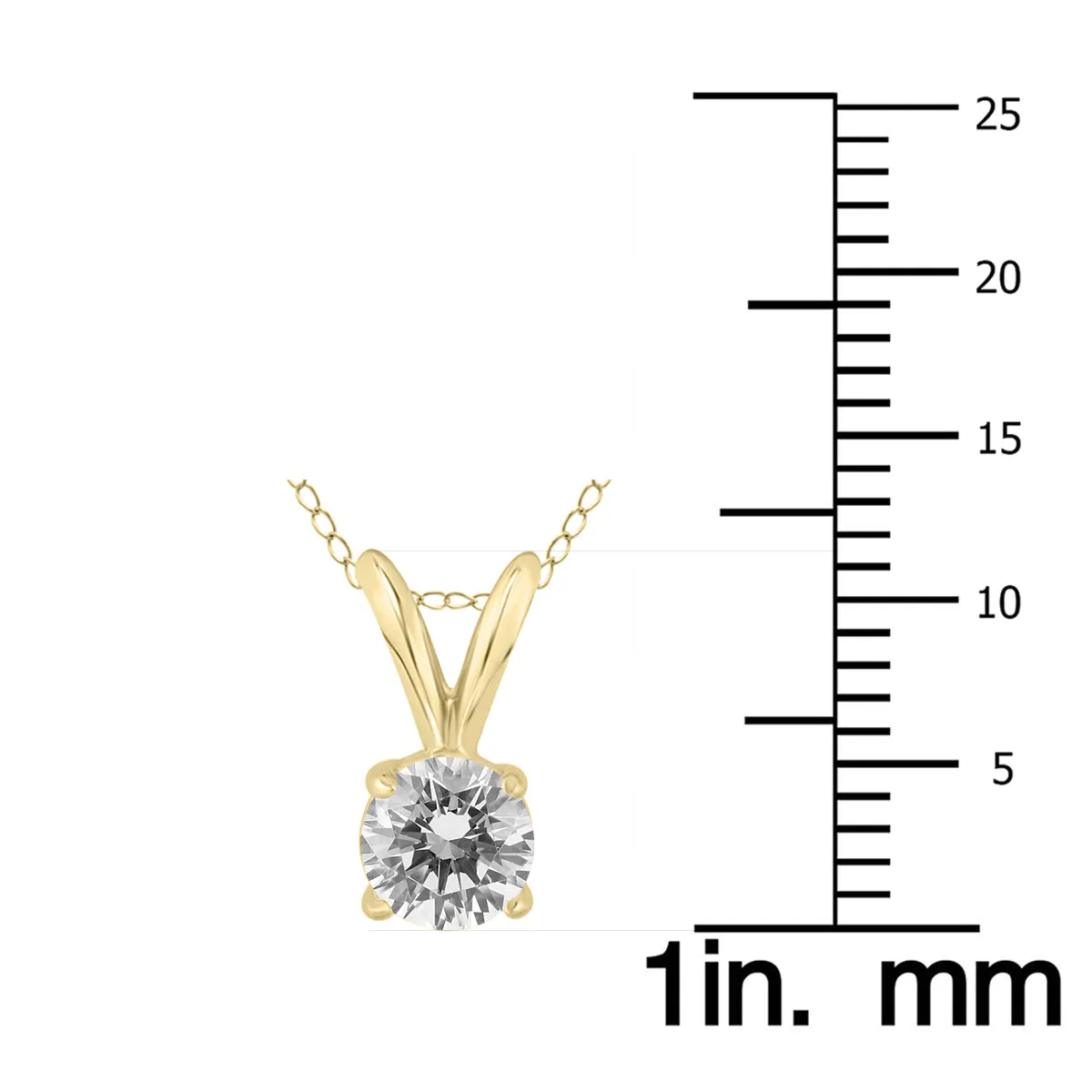 1/2 Carat Diamond Solitaire Pendant In 14K Yellow Gold (L-M Color, I2-I3 Clarity)