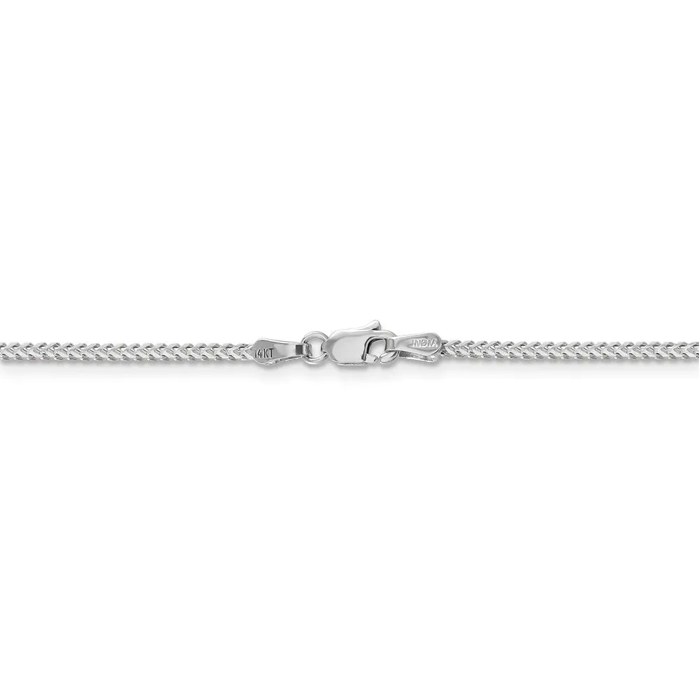 1.3mm, 14k White Gold, Solid Franco Chain Necklace