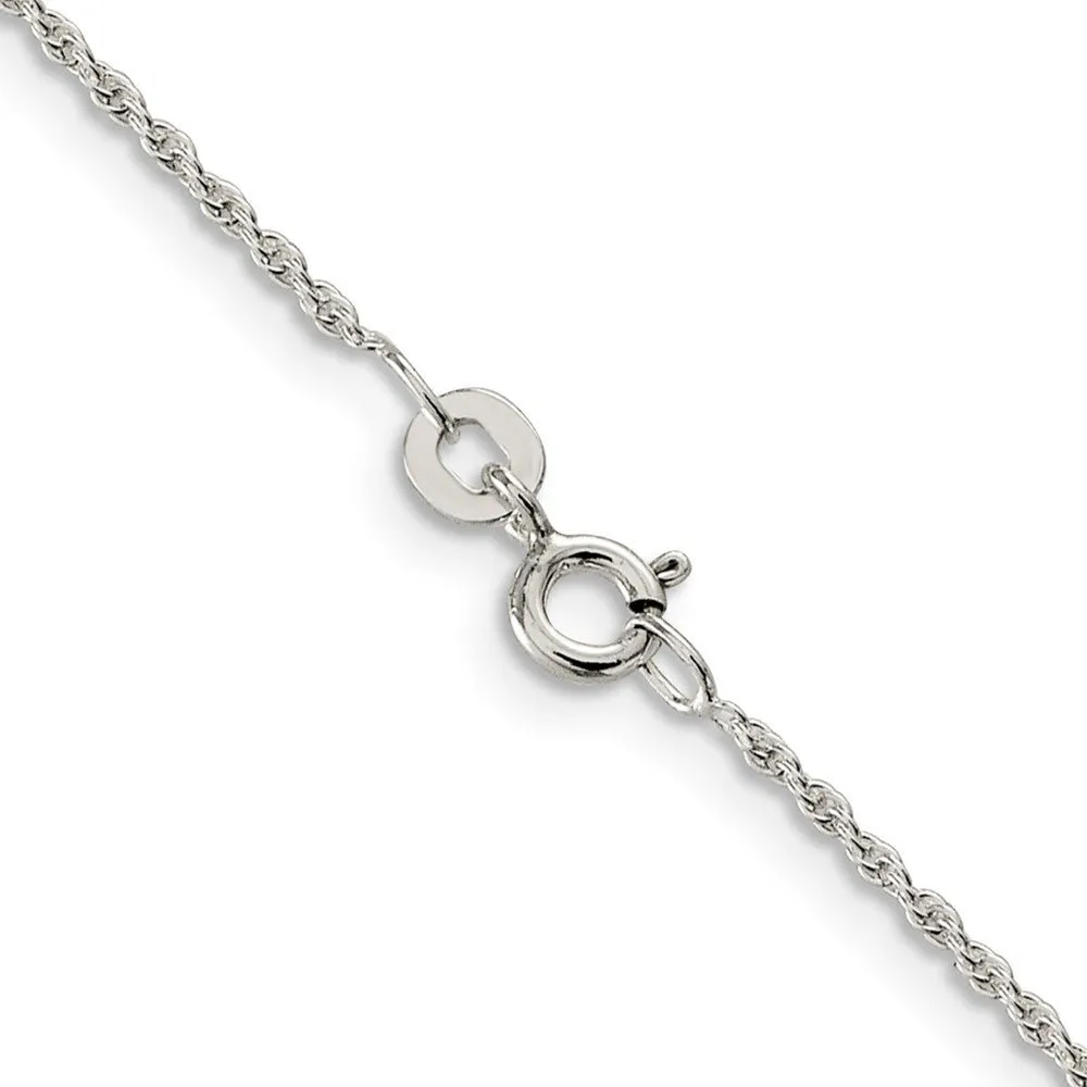 1.3mm, Sterling Silver Solid Loose Rope Chain Necklace