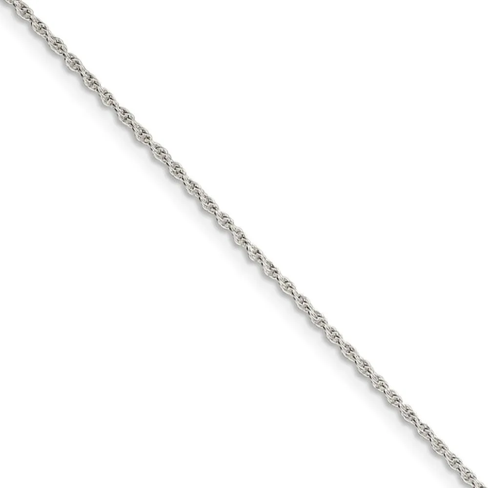 1.3mm, Sterling Silver Solid Loose Rope Chain Necklace