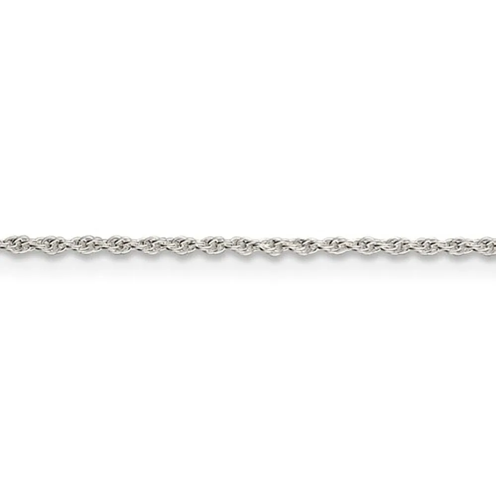 1.3mm, Sterling Silver Solid Loose Rope Chain Necklace