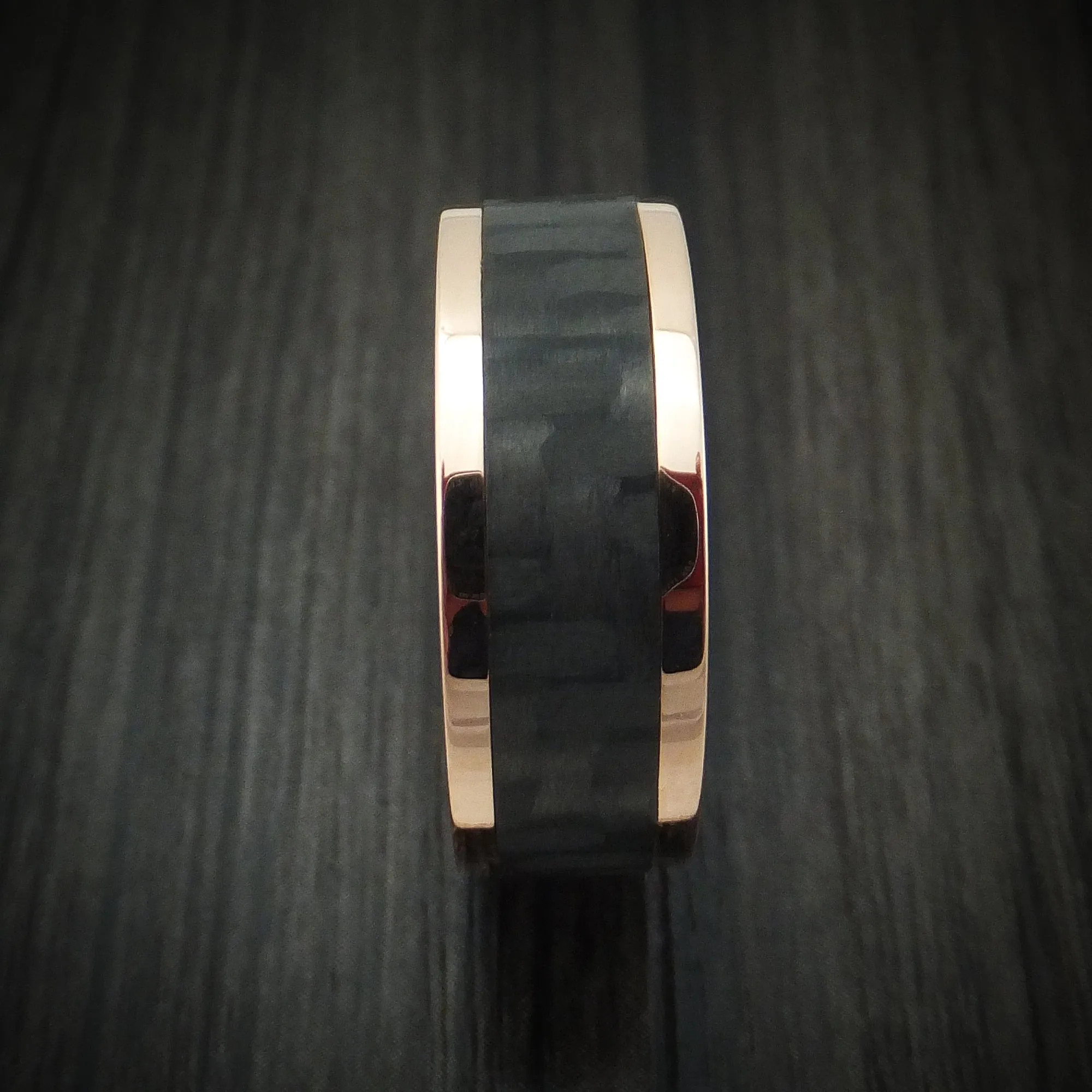 14K Gold and Carbon Fiber Men's Ring Custom Made