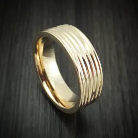 14K Gold Men's Ring with Tree Bark Finish Custom Made Band