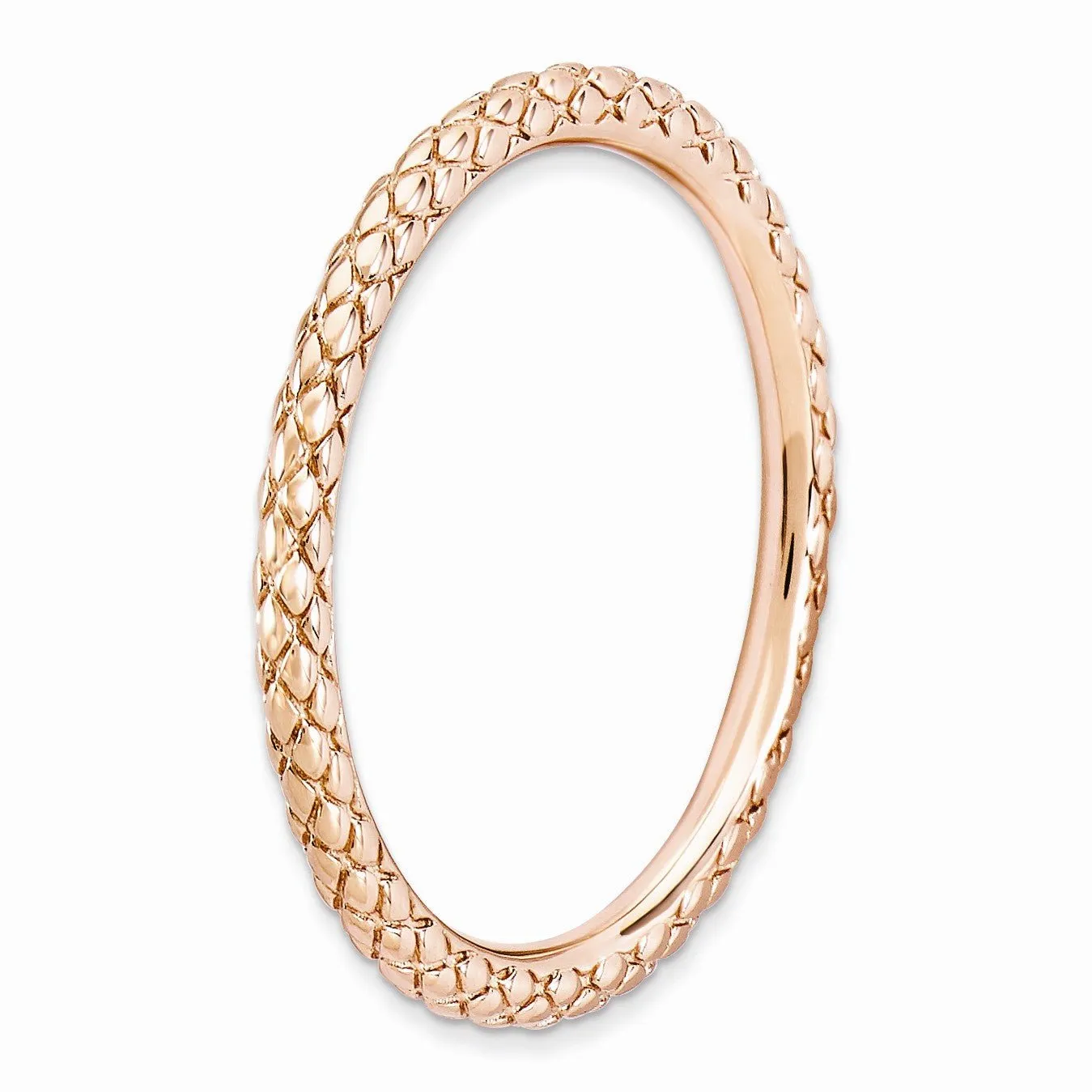 1.5mm Stackable 14K Rose Gold Plated Silver Crisscross Band