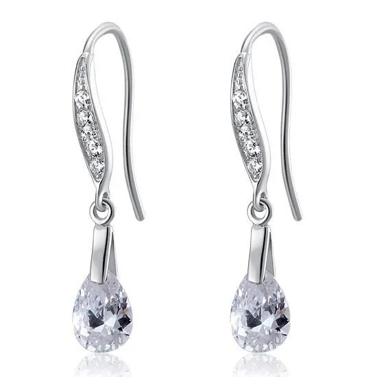 2 Carat Pear Cut Created Zirconia 925 Sterling Silver Dangle Earrings MXFE8018