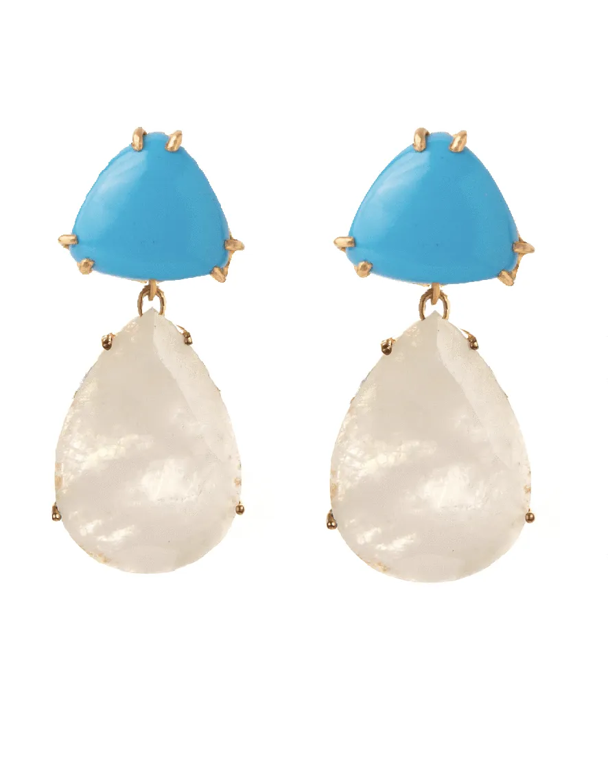 2-in-1 Turquoise & Mother of Pearl Earrings