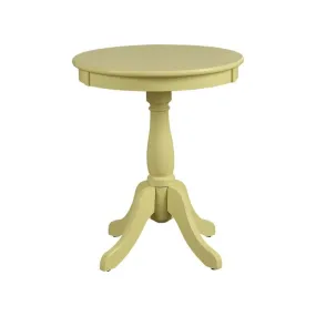 22" Wooden Round Side Table With Pedestal Base, Yellow By Benzara