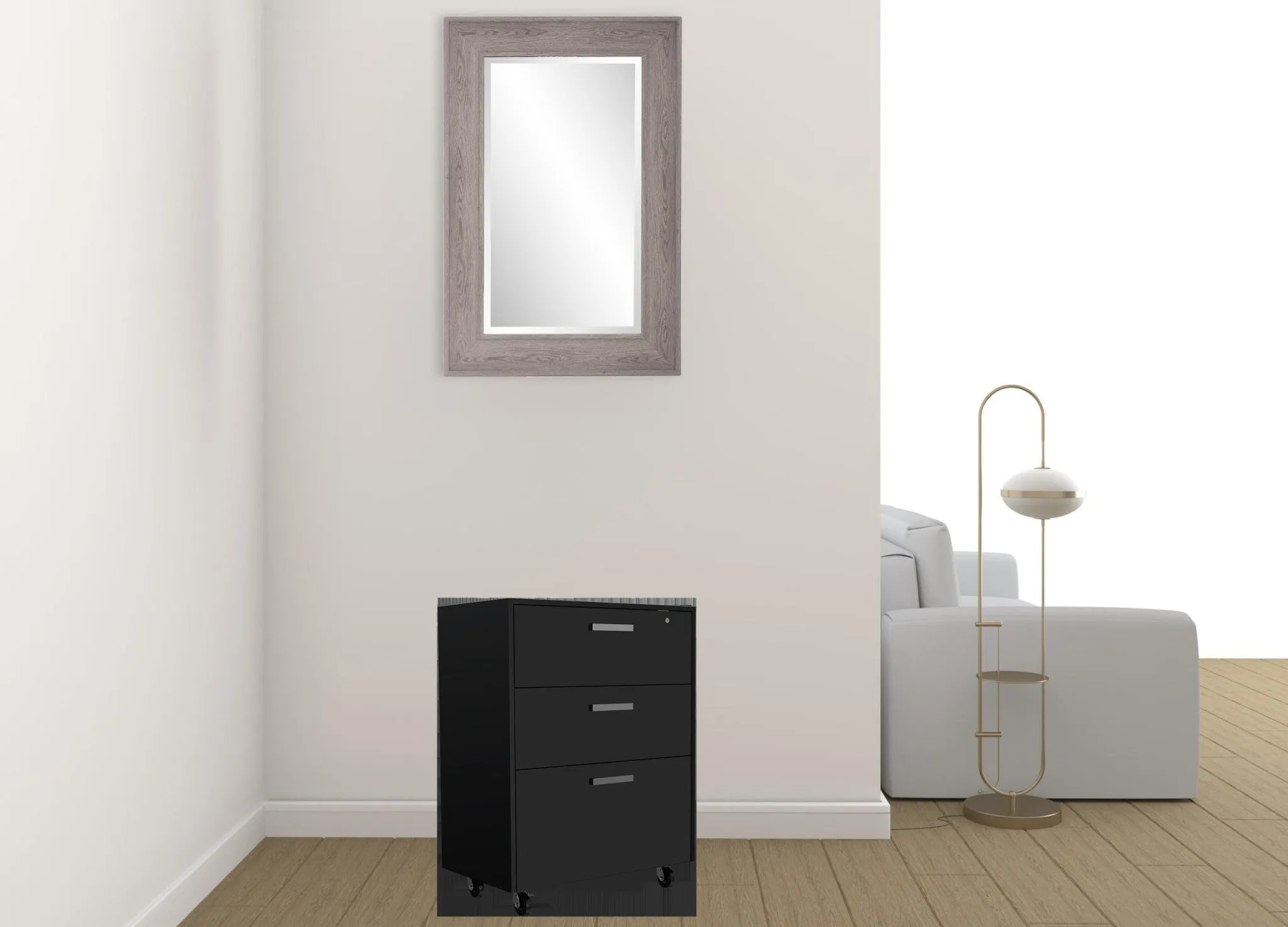 28 Black Wall mounted Accent Cabinet With Eight Shelves And Six Drawers