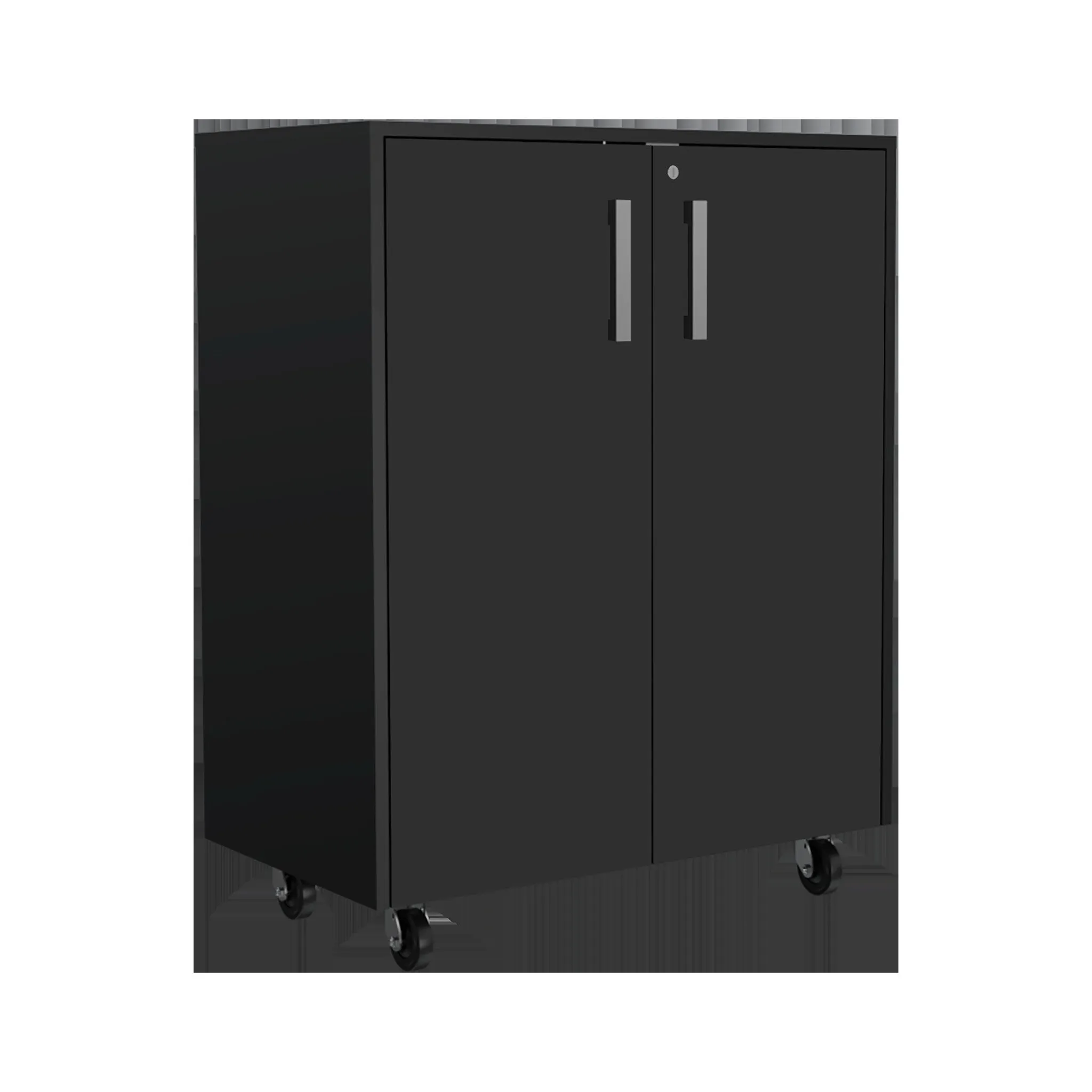 28 Black Wall mounted Accent Cabinet With Nine Shelves And Three Drawers