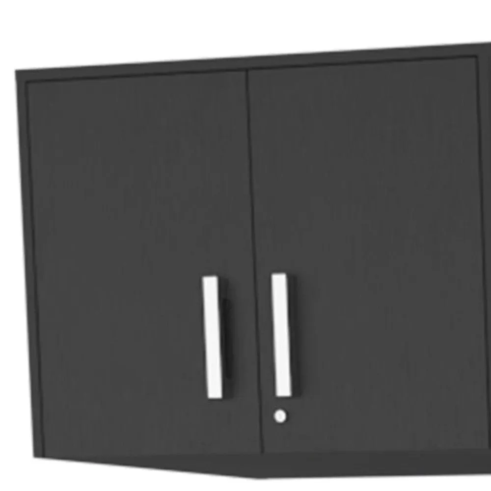 28 Black Wall mounted Accent Cabinet With Nine Shelves And Three Drawers