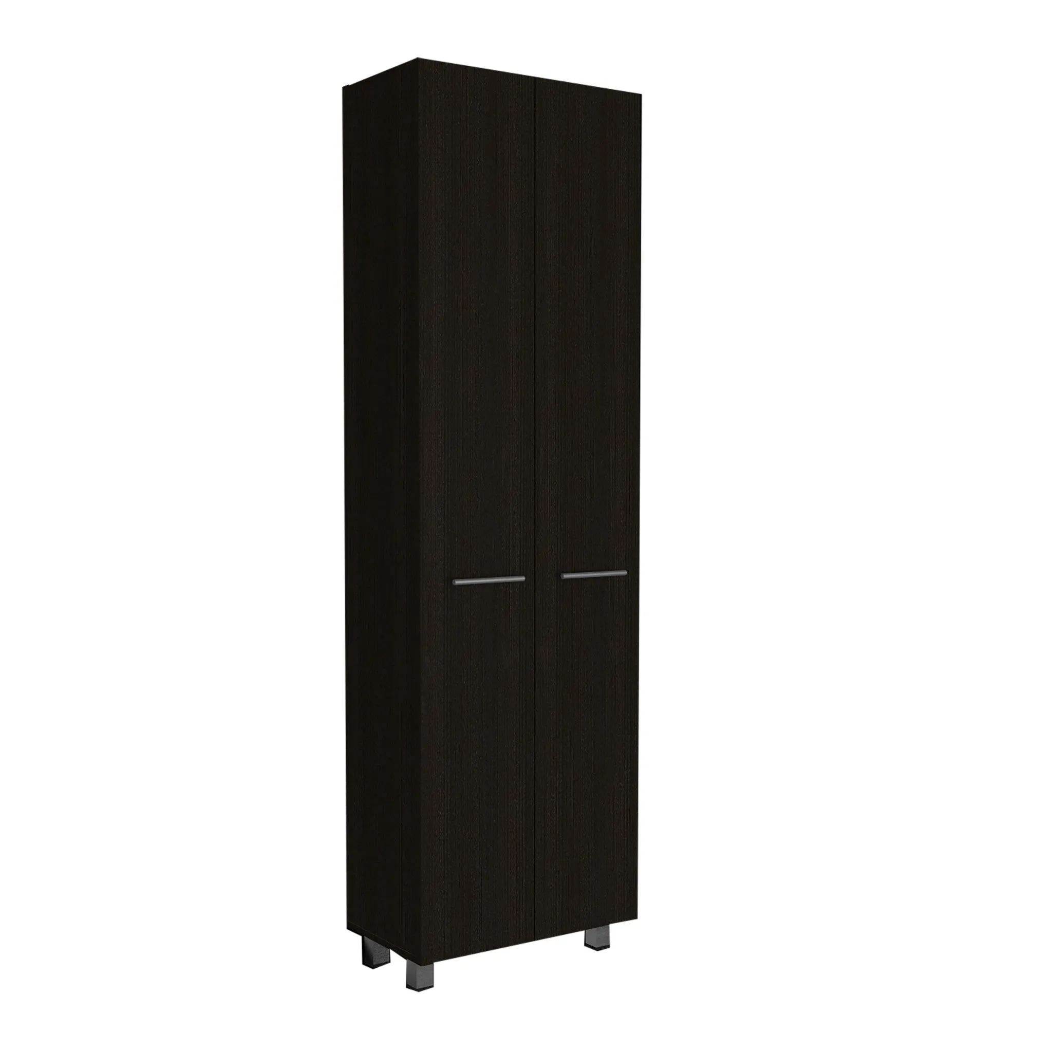 28 Black Wall mounted Accent Cabinet With Twelve Shelves And Six Drawers