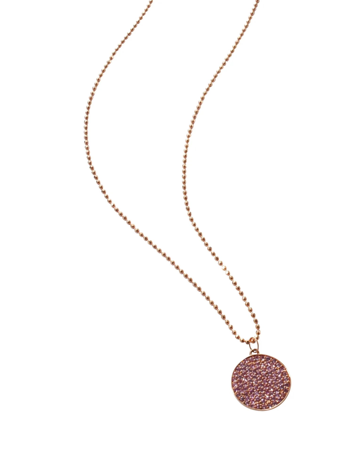 28" Pavé Pink Sapphire Disc Necklace