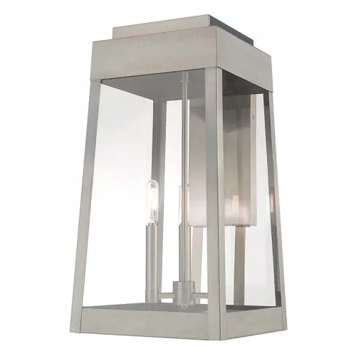 3 Lt Brushed Nickel Wall Lantern