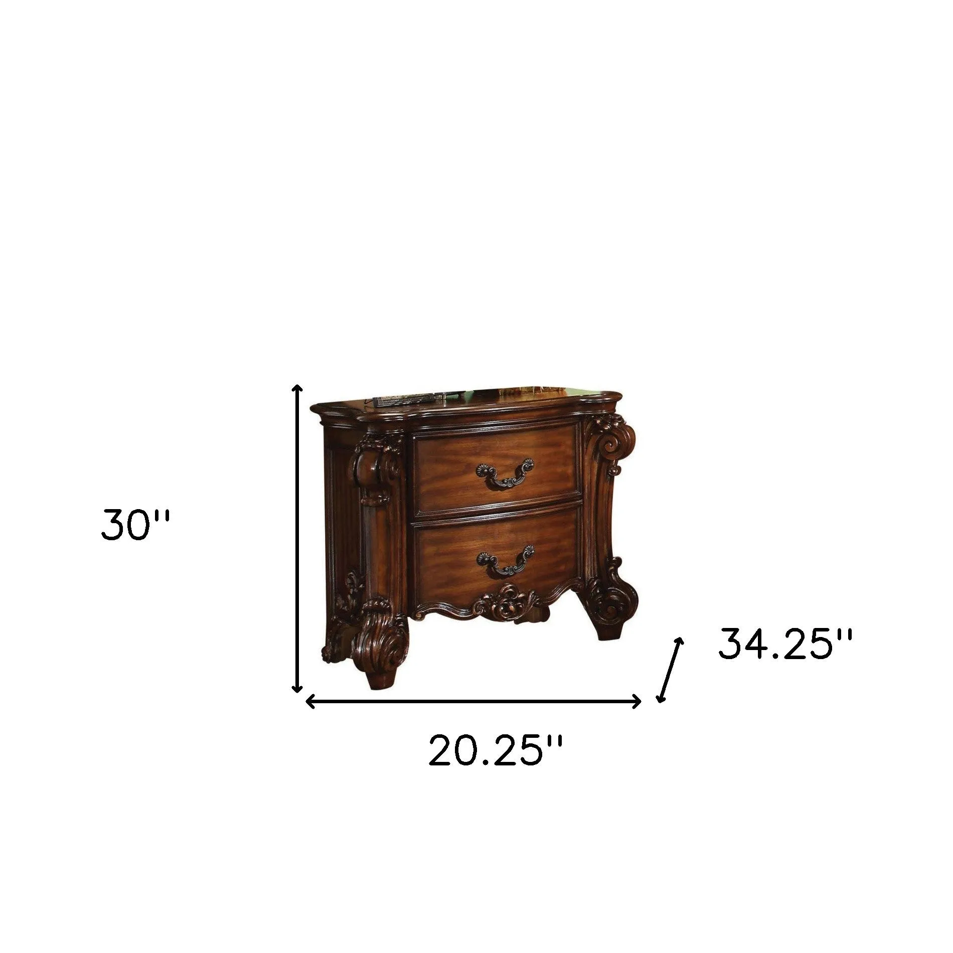 30 Chestnut Two Drawers Solid Wood Nightstand