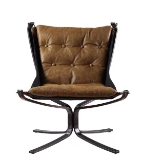 30 Coffee Top Grain Leather And Steel Solid Color Lounge Chair