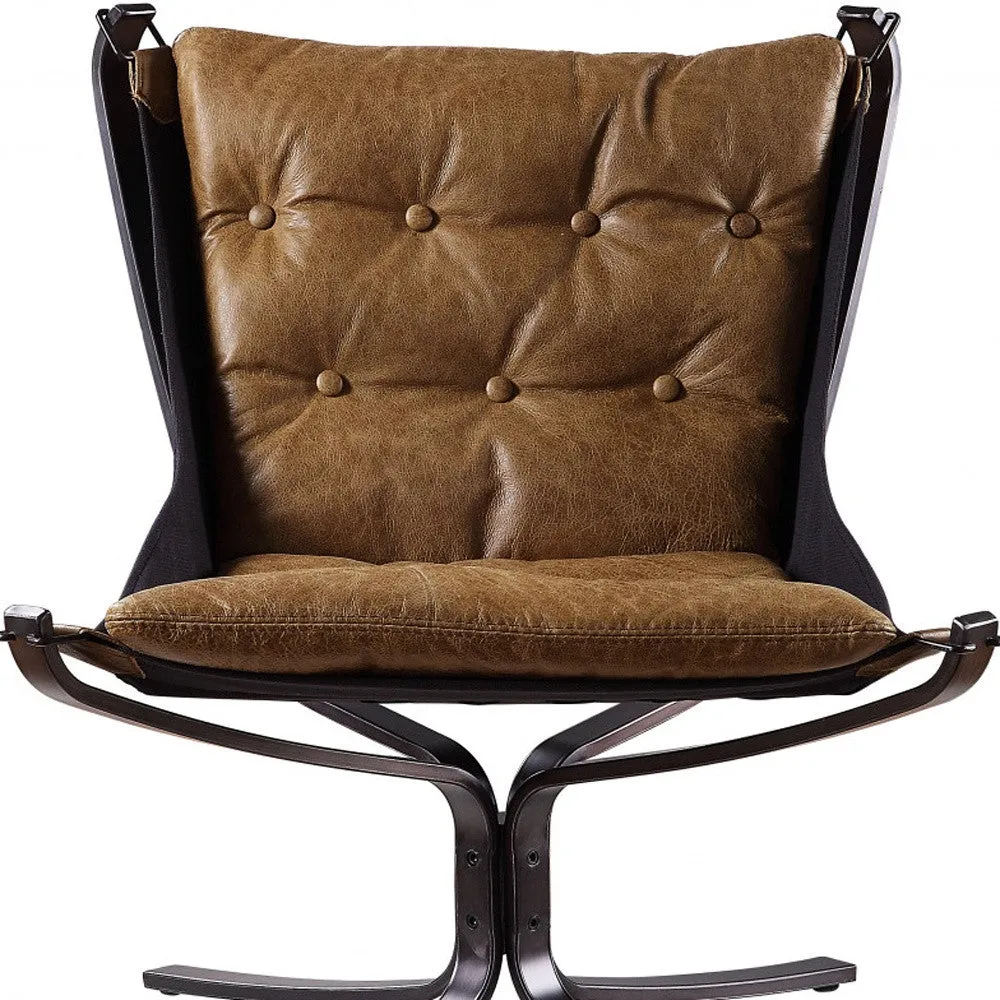 30 Coffee Top Grain Leather And Steel Solid Color Lounge Chair