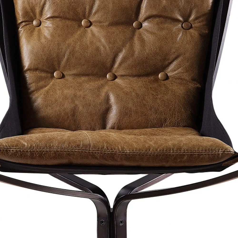 30 Coffee Top Grain Leather And Steel Solid Color Lounge Chair