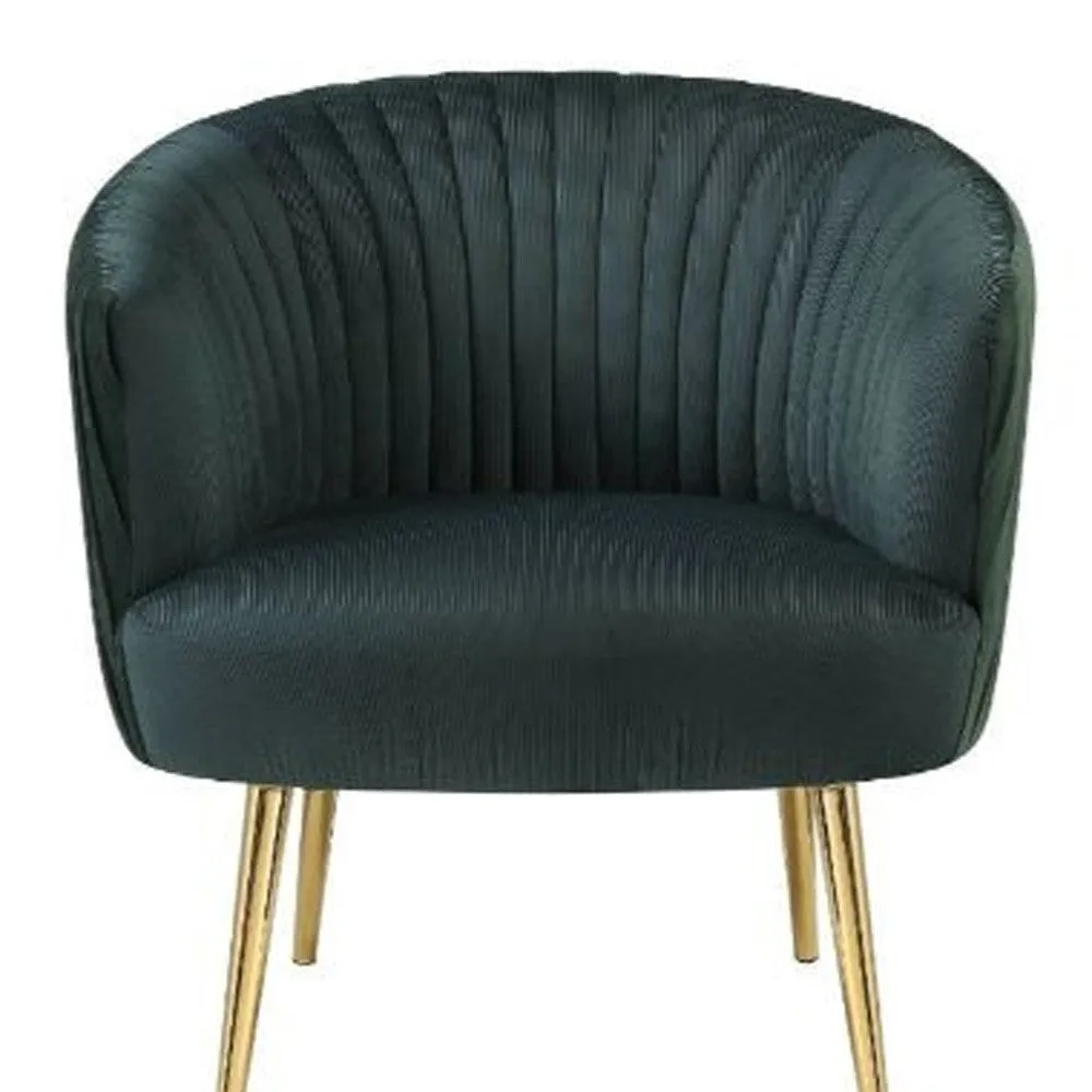 31 Black Velvet And Gold Striped Barrel Chair