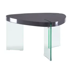 31 Clear Glass And Gray High Gloss Triangle Coffee Table