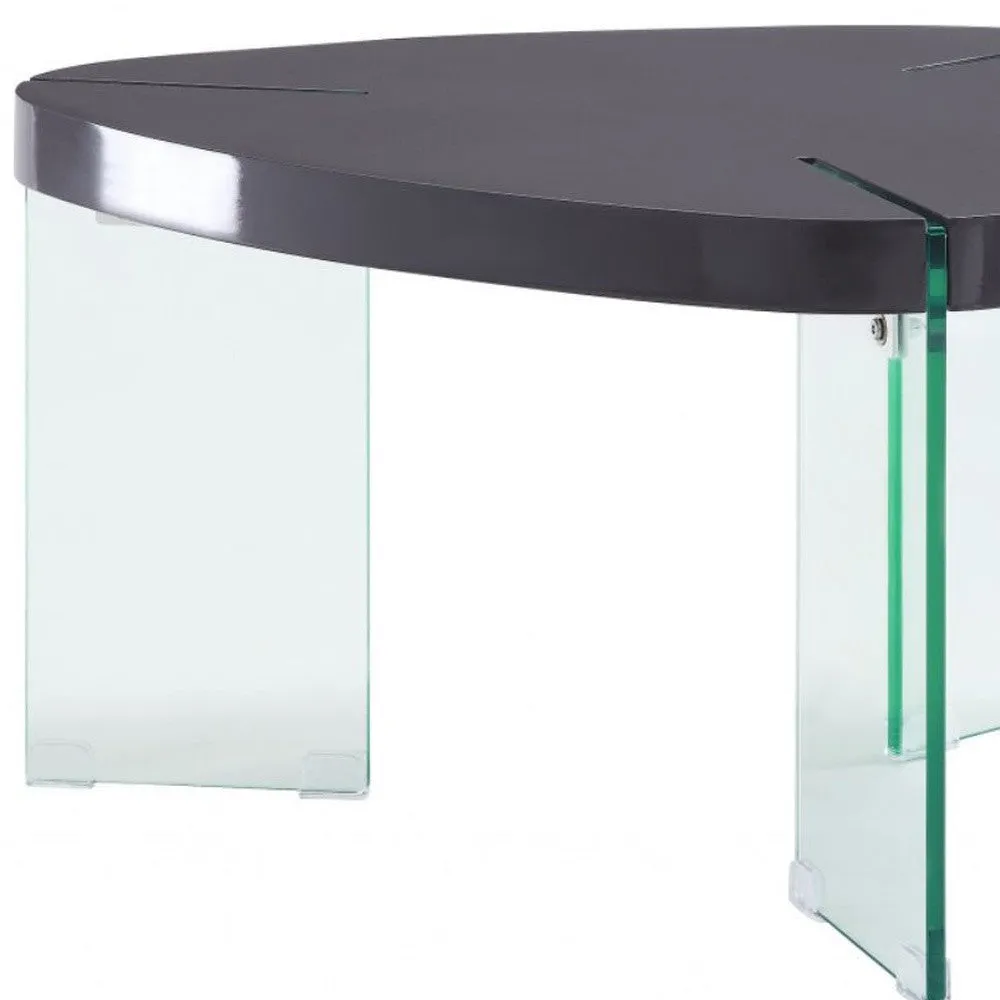 31 Clear Glass And Gray High Gloss Triangle Coffee Table