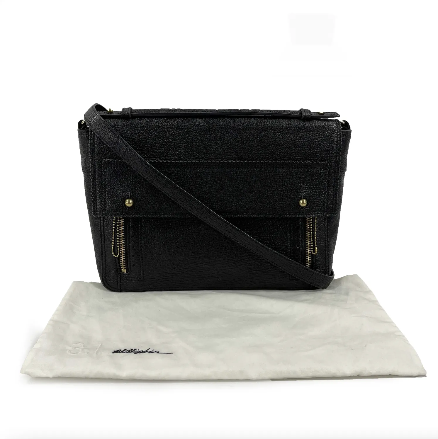 3.1 Phillip Lim - Grained Leather Black / Gold Pashli Messenger Bag