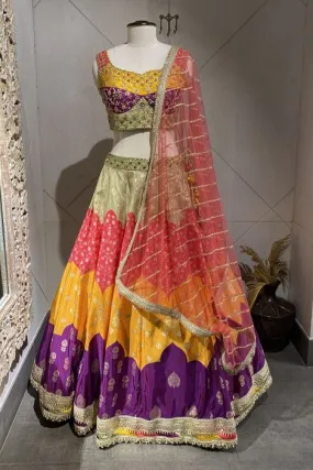 310002 Multicolor Lehnga With Blouse and Net Dupatta