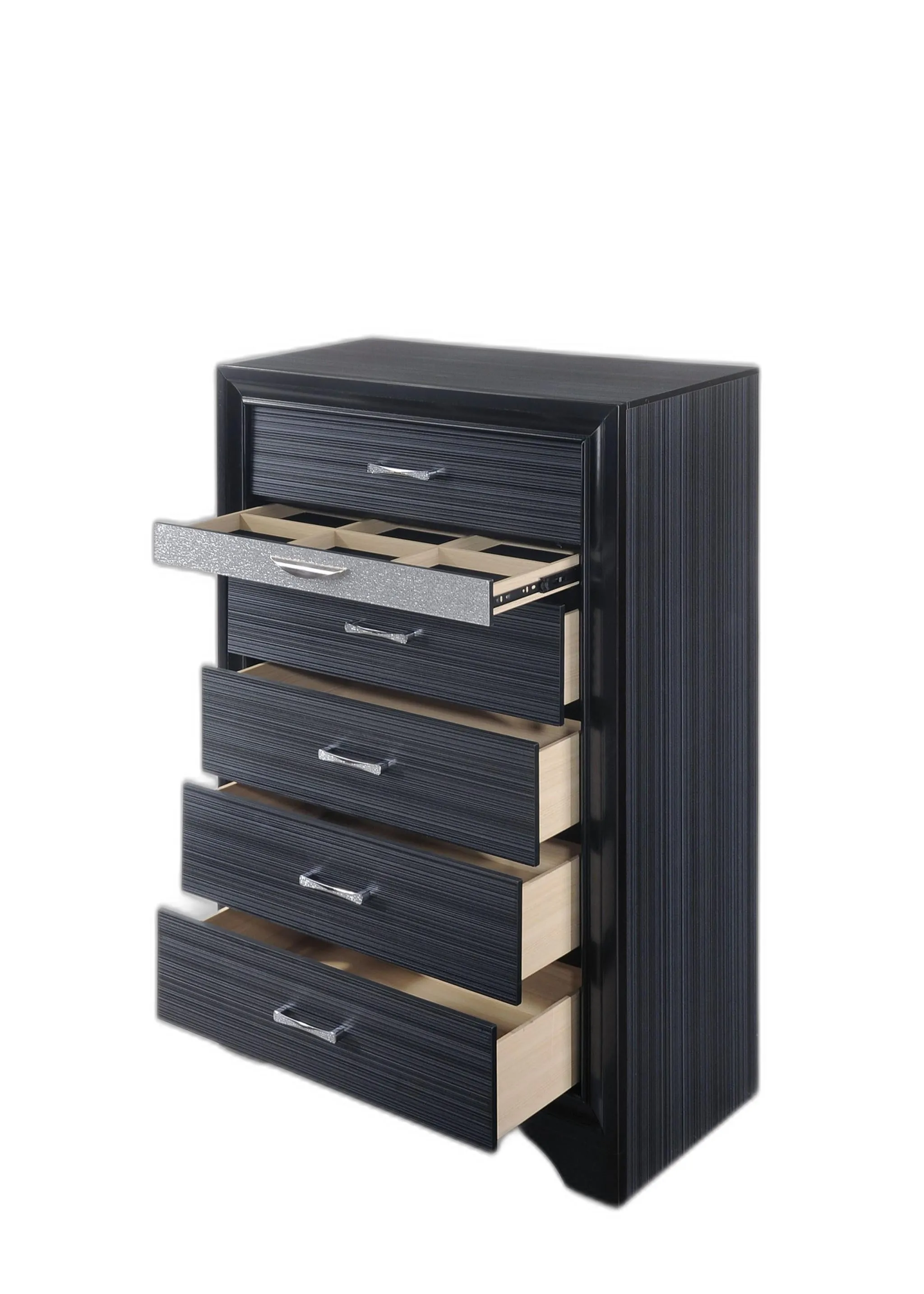 34 Black Solid Wood Six Drawer Chest