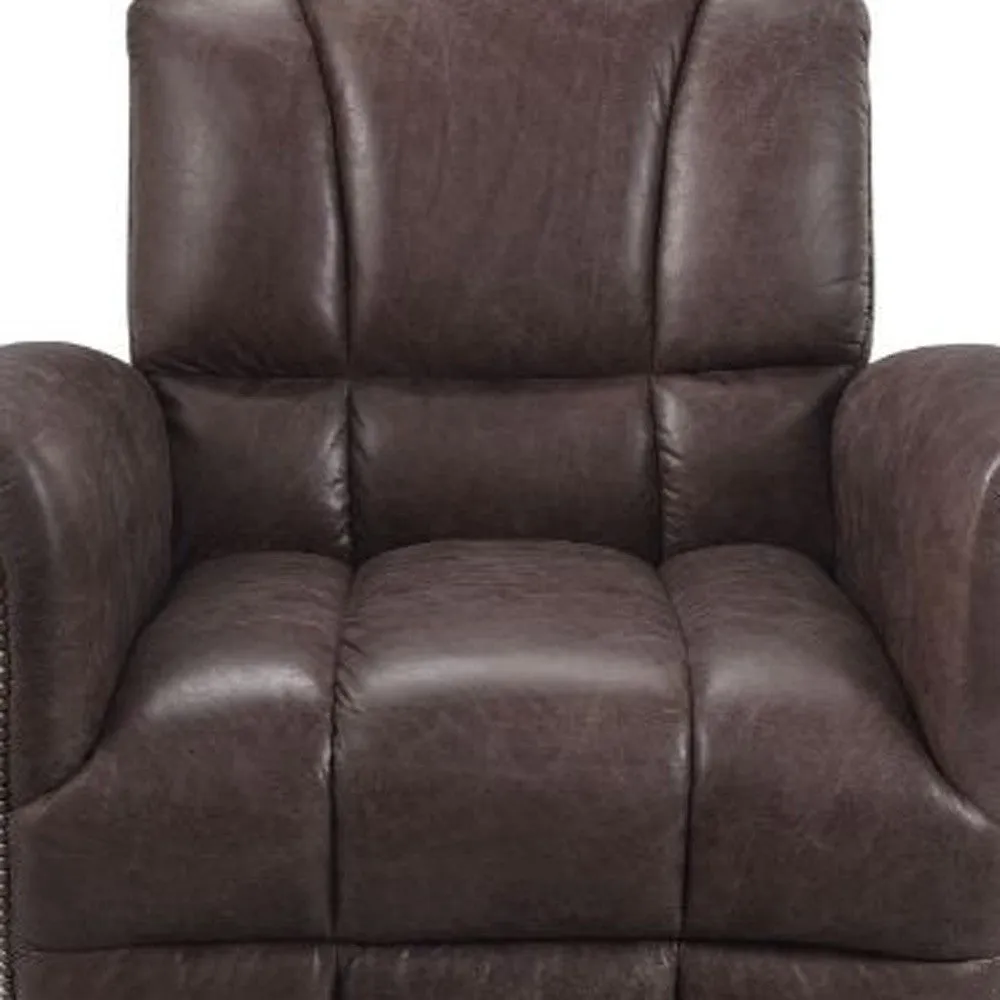 35 Retro Brown Top Grain Leather And Steel Patchwork Club Chair