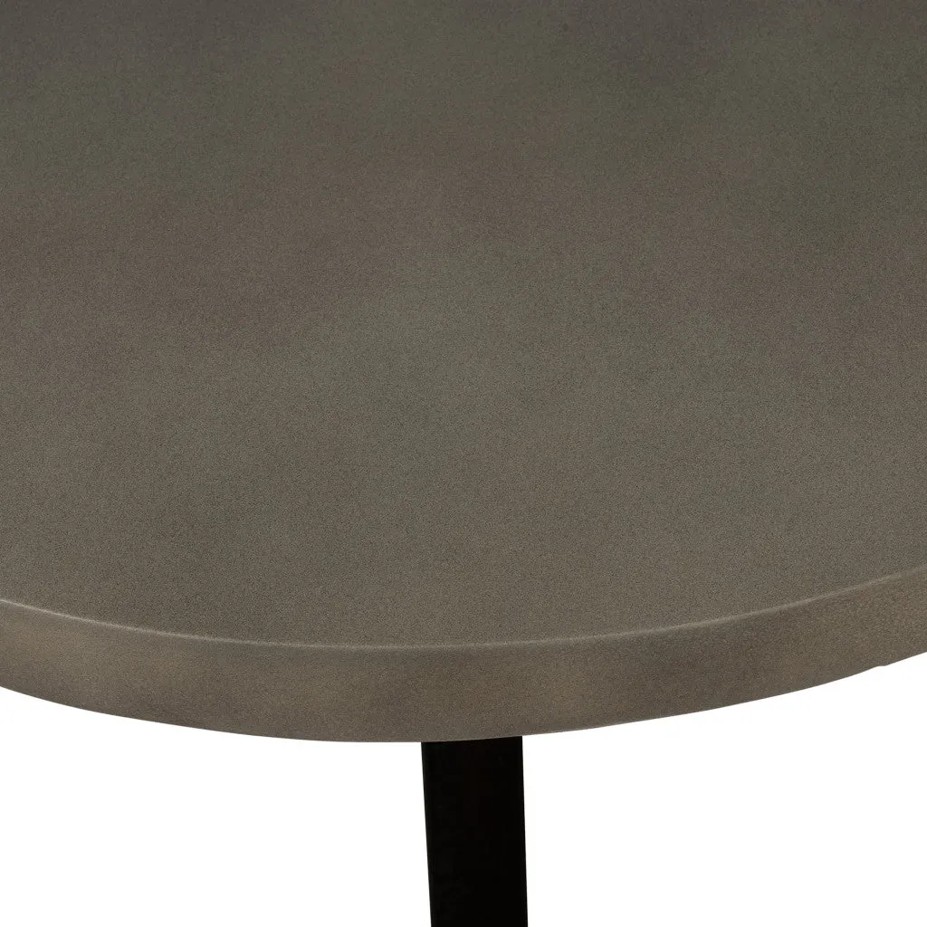 36 Gray And Black Concrete And Solid Wood Round Coffee Table