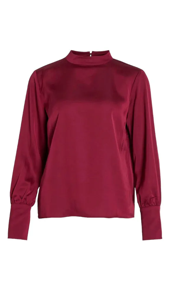 4-A1241 Elette Beet Red Satin Blouse