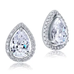 4 Carat Pear Cut CZ Stud 925 Sterling Silver Earrings Jewelry MXFE8079