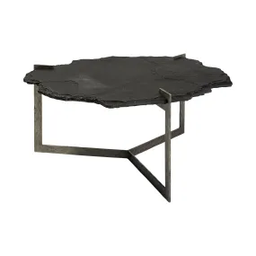 40 Black And Gold Stone And Iron Free Form Distressed Coffee Table