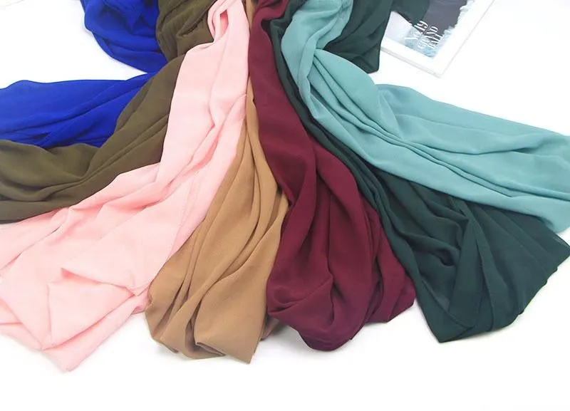 47 Colors Plain Bubble Chiffon Women's Hijab Scarf Muslim Headband