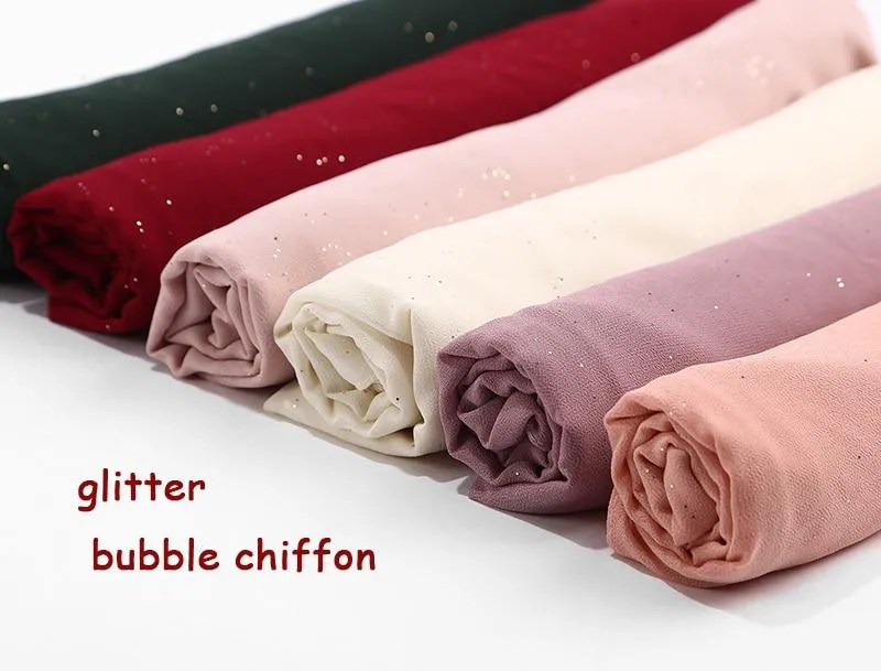 47 Colors Plain Bubble Chiffon Women's Hijab Scarf Muslim Headband