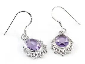 5 Carat Genuine Purple Oval Cut Amethyst 925 Sterling Silver Dangle Fine Earrings MXFE8006