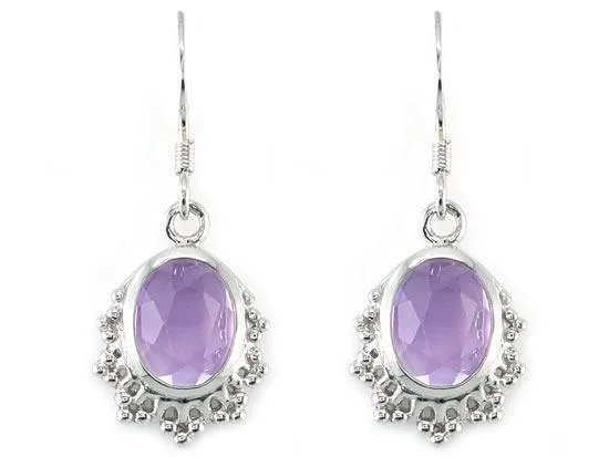 5 Carat Genuine Purple Oval Cut Amethyst 925 Sterling Silver Dangle Fine Earrings MXFE8006