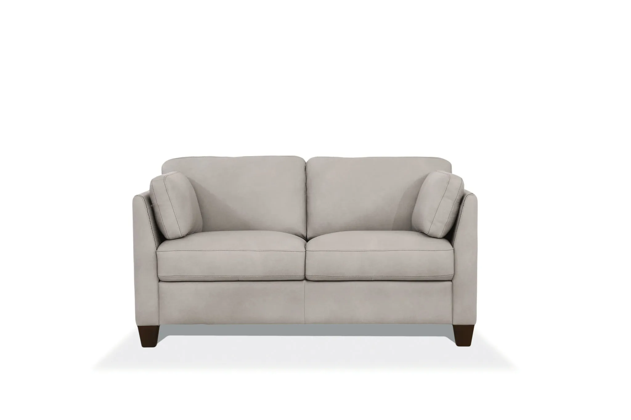 59 Dusty White And Brown Leather Loveseat