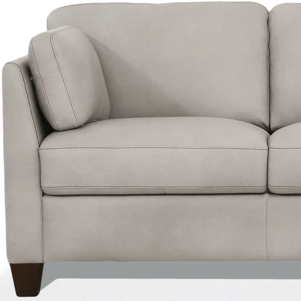 59 Dusty White And Brown Leather Loveseat