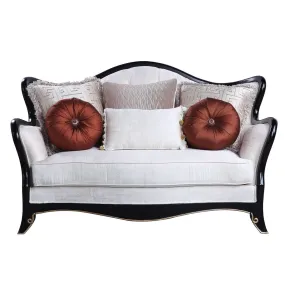 66 Beige And Black Cotton Blend Loveseat and Toss Pillows