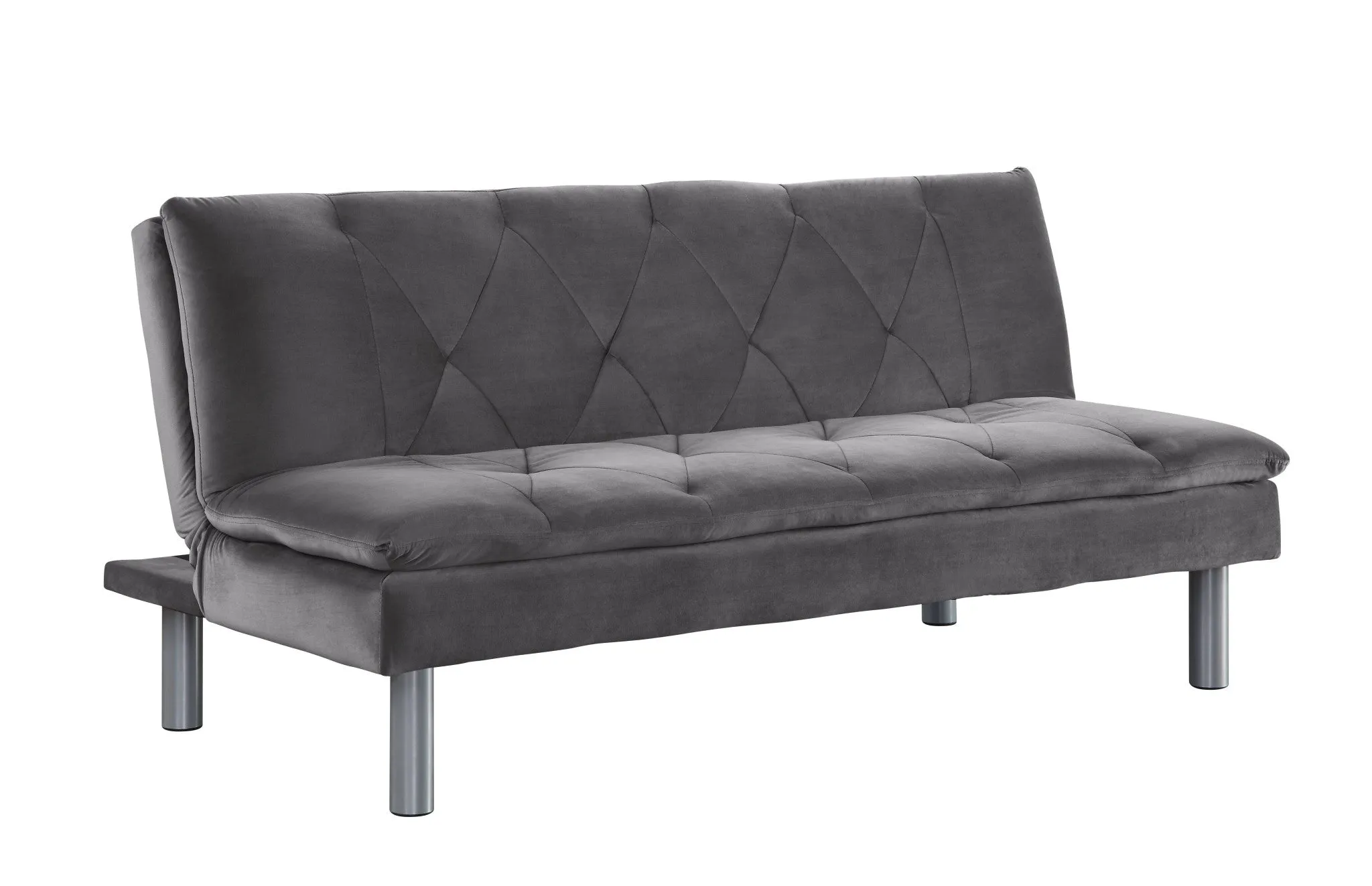 66 Gray Velvet And Silver Sleeper Sofa