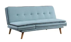 72 Blue Linen And Brown Sofa