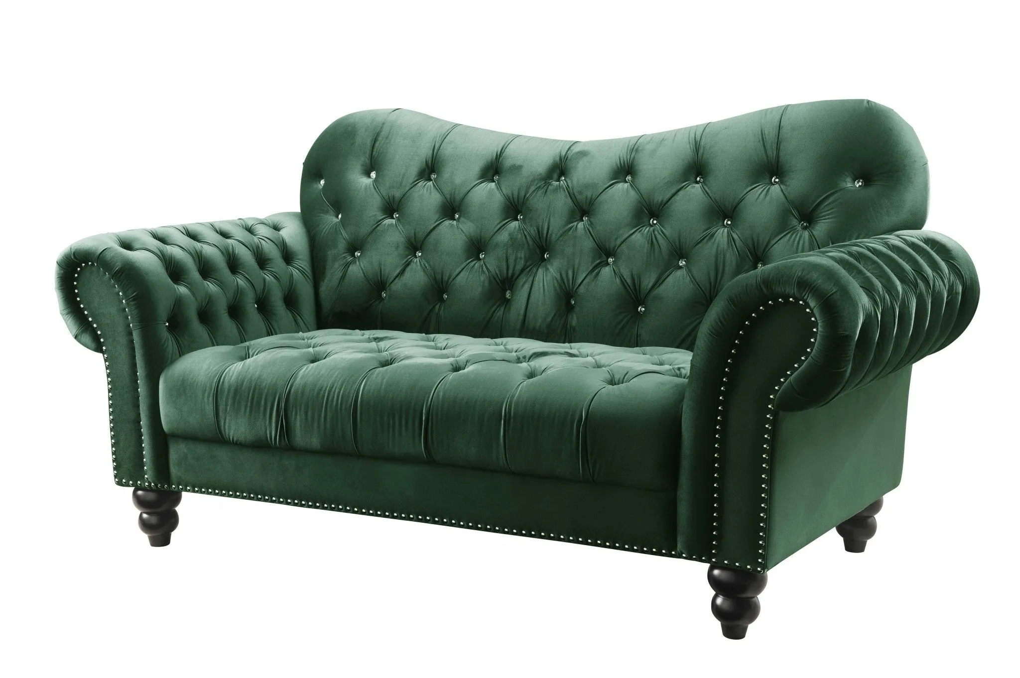 76 Green And Black Velvet Loveseat