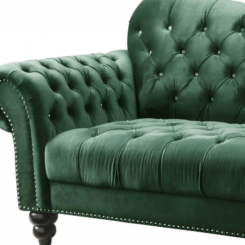 76 Green And Black Velvet Loveseat