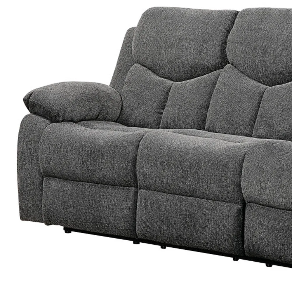 82 Gray And Black Chenille Reclining Sofa